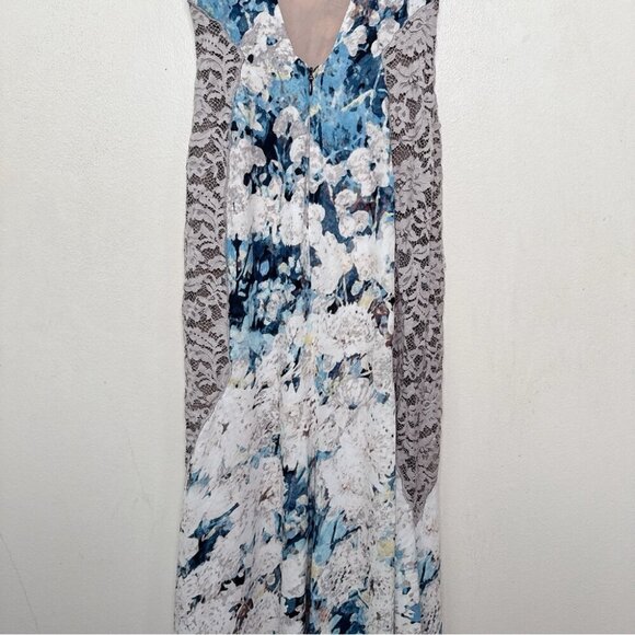 BCBGMAXAZRIA Womens 6 Tahiti Blue Combo Provence Sleeveless Open-Back Gown Maxi - Picture 13 of 15